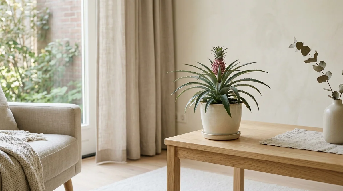 Ananasplant met stekelige rozet bladeren, veilig voor katten