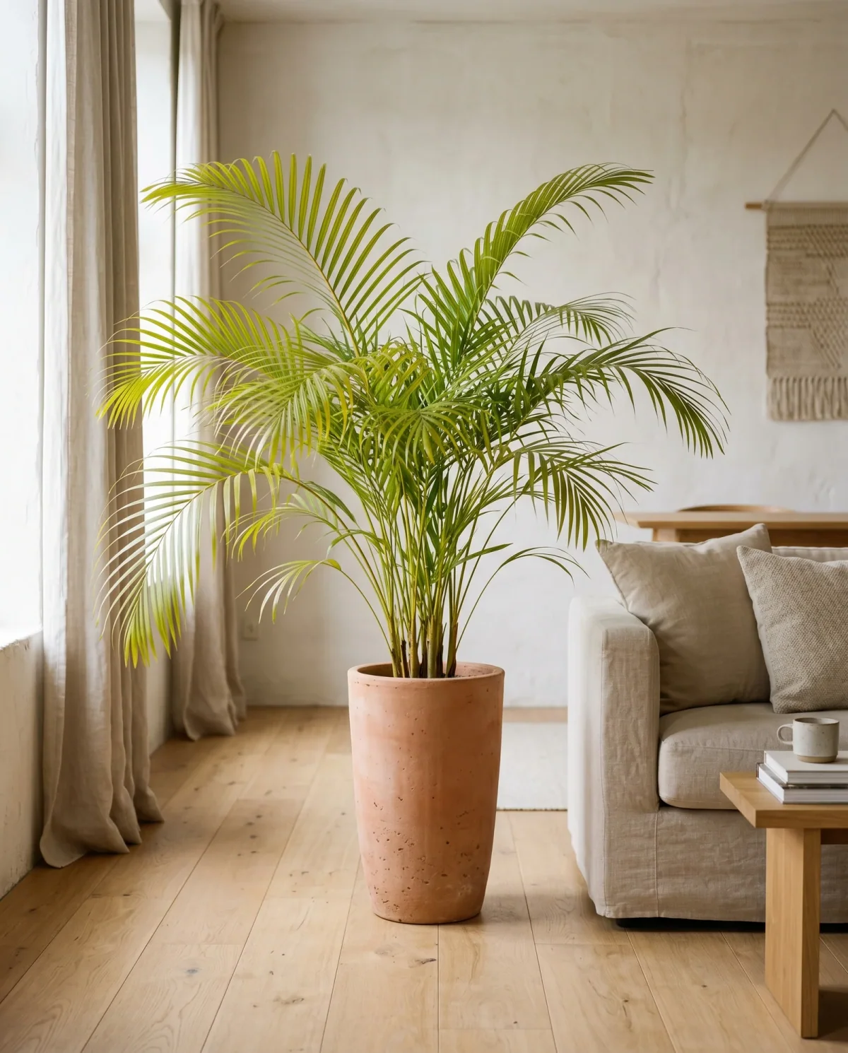 Areca palm (goudpalm) met sierlijke goudgroene varenbladen