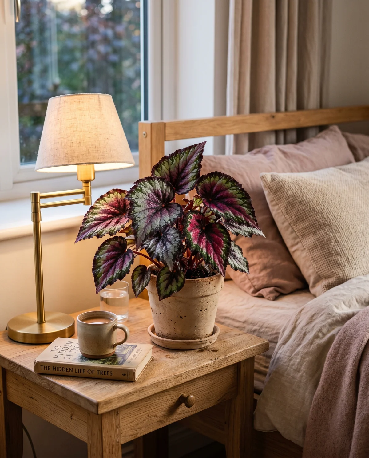 Begonia Rex met spectaculair gekleurd blad in zilver en paars