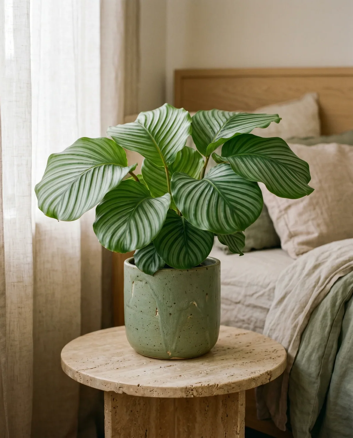 Calathea Orbifolia met grote ronde zilvergestreepte bladeren