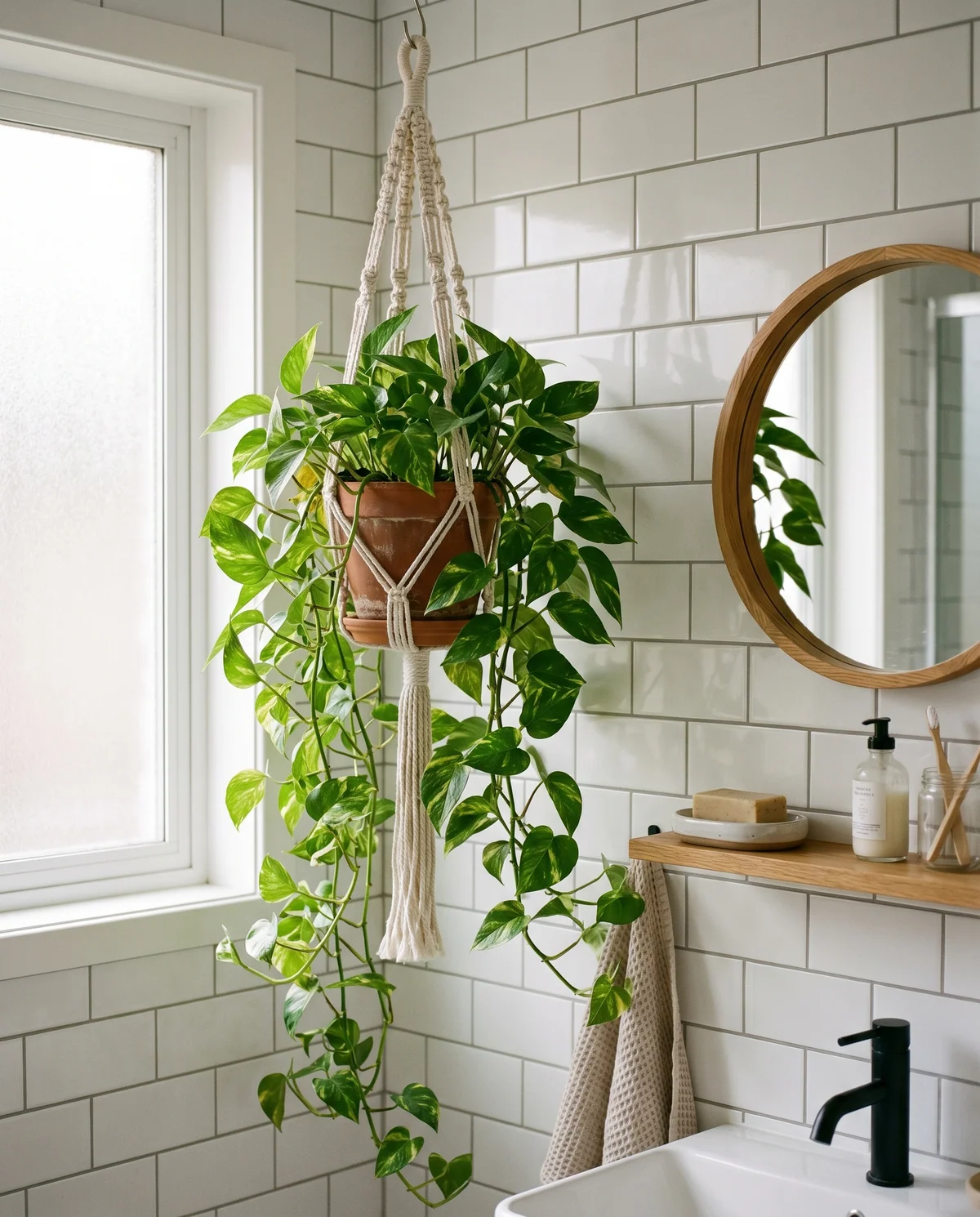 Epipremnum aureum (Pothos) met hartvormige bladeren en goudgele vlekken
