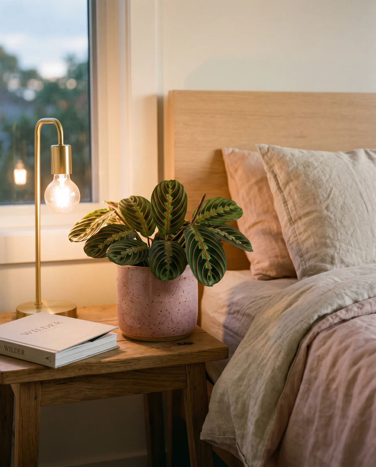 Maranta leuconeura (gebedsplant) met visgraatpatroon op de bladeren