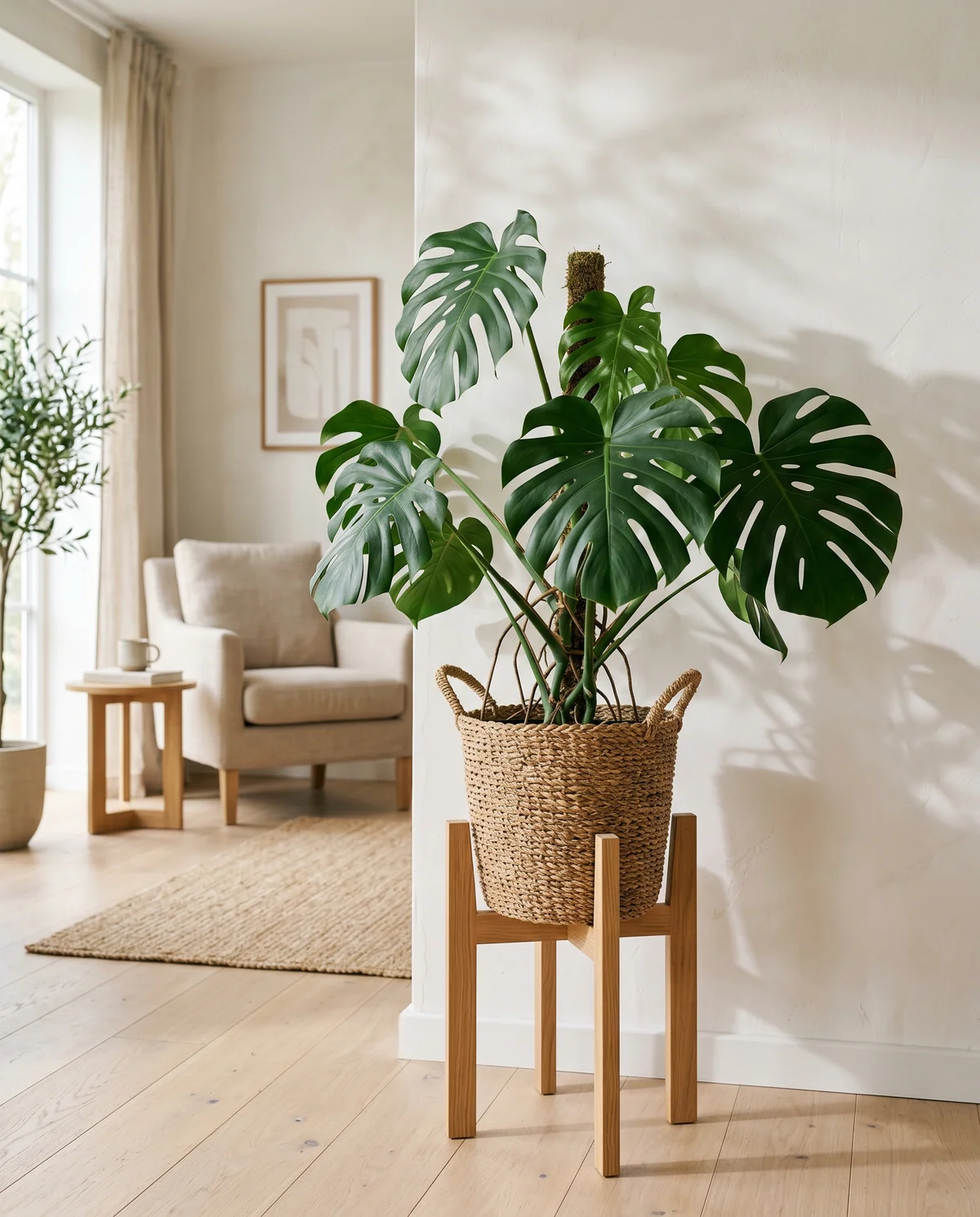 Monstera deliciosa (gatenplant) met grote bladeren vol gaten en spleten