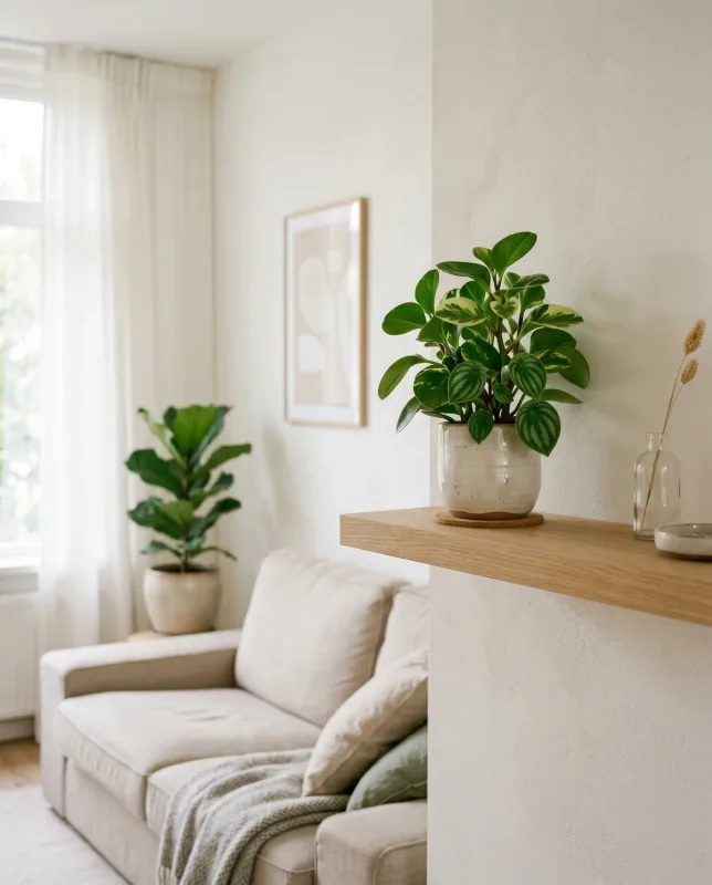 Peperomia met dikke succulente bladeren in een terracotta pot