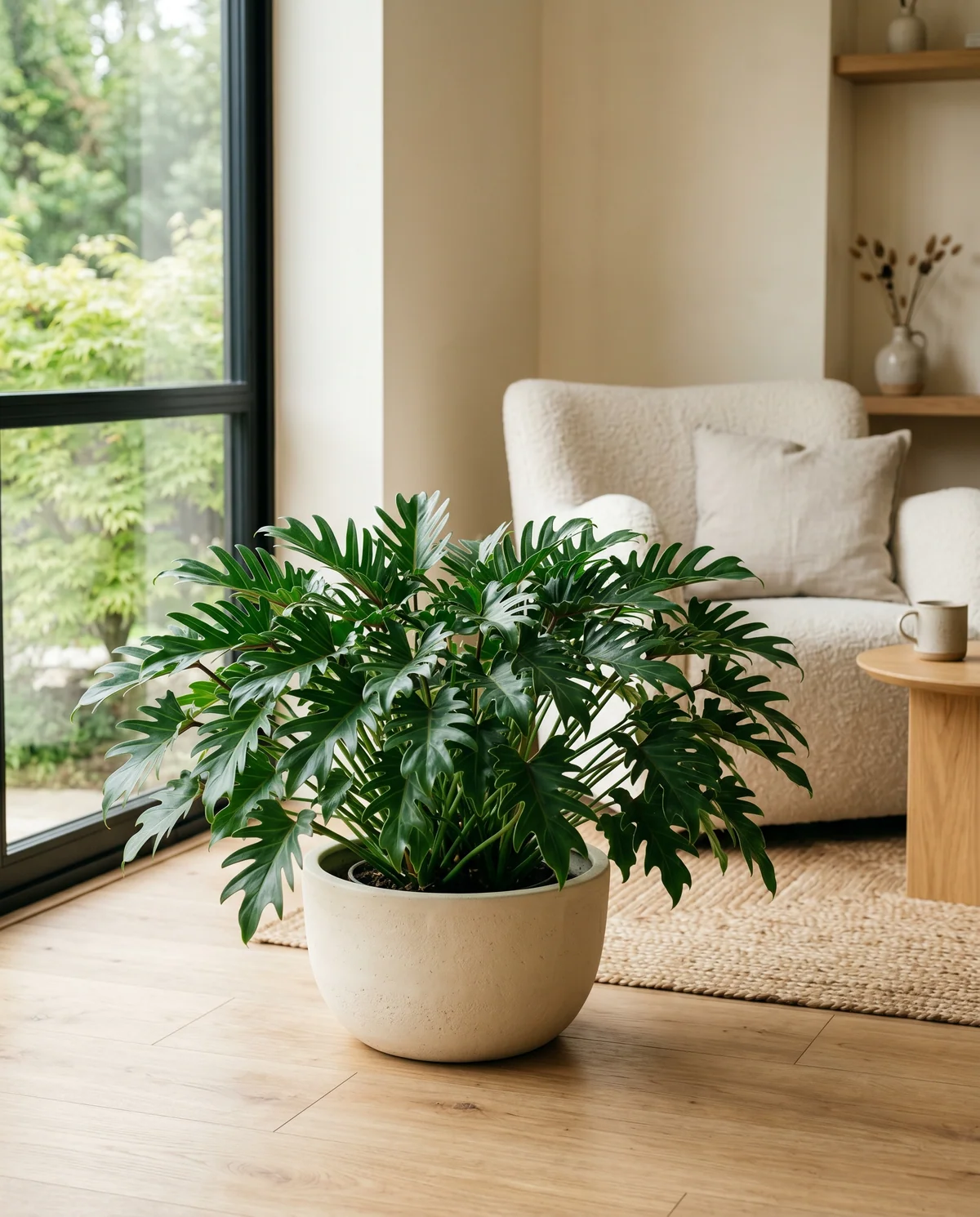 Philodendron Xanadu met diep ingesneden bladeren in bolvorm